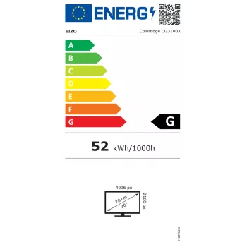 Arvutimonitor EIZO ColorEdge CG3100X 30,5 tolli (77,5 cm) 4096×2160 4K DCI IPS LCD, 17:9, USB 3.2 jaotur, VESA, kõrgus reguleeritav, must
