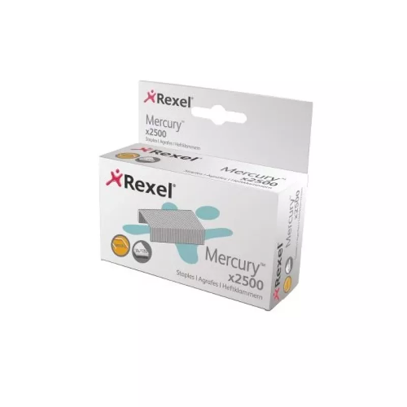 Rexel Mercury Heavy Duty Staples (2500), klammerdamiskomplekt, 2500 klambrit, teras, hõbedane, 120 lehte, 220 g