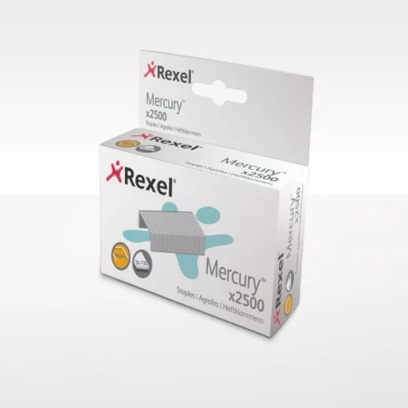 Rexel Mercury Heavy Duty Staples (2500), klammerdamiskomplekt, 2500 klambrit, teras, hõbedane, 120 lehte, 220 g