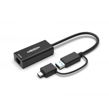 Origin Storage USB3.0 või USB-C (USB-C isane USB3.0 emasele adapterile) RJ45 Gigabit adapter