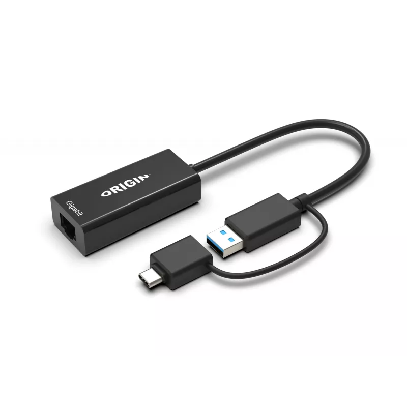 Origin Storage USB3.0 või USB-C (USB-C isane USB3.0 emasele adapterile) RJ45 Gigabit adapter