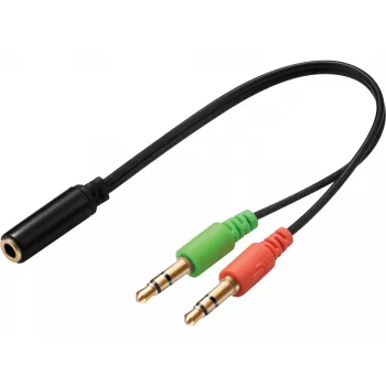 Sandberg Peakomplekti adapter (mobiil) arvutile, 2 x 3,5 mm, isane, 3,5 mm, emane, must