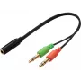 Sandberg Peakomplekti adapter (mobiil) arvutile, 2 x 3,5 mm, isane, 3,5 mm, emane, must