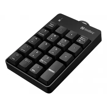 Sandberg USB-juhtmega numbriklaviatuur, USB, 19, Sülearvuti/PC, 1,5 m, Must