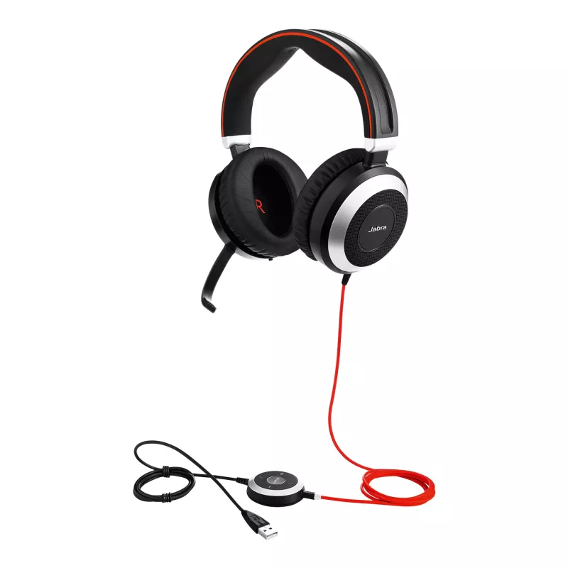 Jabra Evolve 80 MS Stereo, juhtmega, kontor/kõnekeskus, 646 g, peakomplekt, must