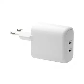 Seinalaadija d bramante re-charge Pro — 2× USB-C 25W, 110–240V, valge