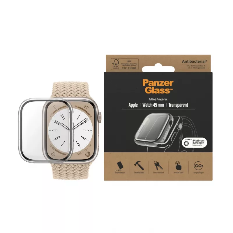 PanzerGlass ® Full body ümbris Apple Watch Series 9 | 8 | 7 | 45mm | Läbipaistev
