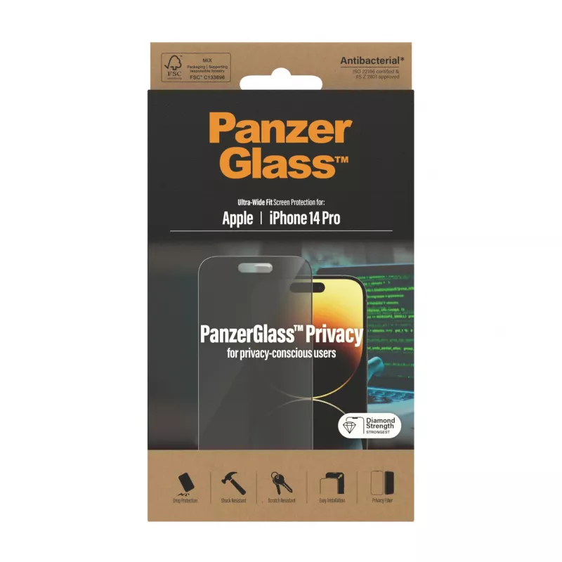 PanzerGlass ® privaatsusekraani kaitsja iPhone 14 Pro | Ultra-Wide Fit