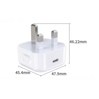 eSTUFF kodulaadija USB-C PD 3A 20W, UK-pistik - Valge