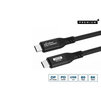 Microconnect USB4CC1-240W-80GBPS USB-kaabel USB4 Gen 3x2 1 m USB C Must