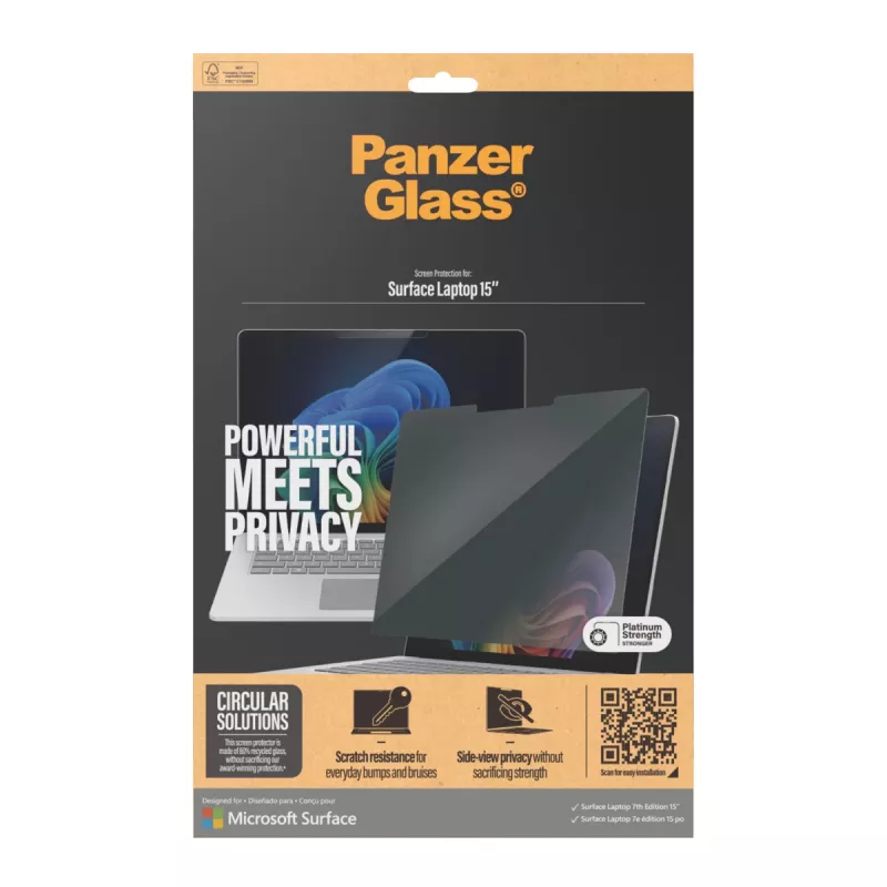 PanzerGlass ® Privaatsusekraani kaitse Microsoft Surface Laptop 7. põlvkond 15'' | Ultra-Wide Fit