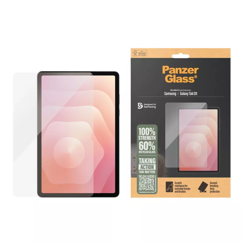 PanzerGlass ekraanikaitse Samsung Galaxy Tab S11 jaoks — karastatud klaas, PET, silikoon, ülilai sobivus, läbipaistev
