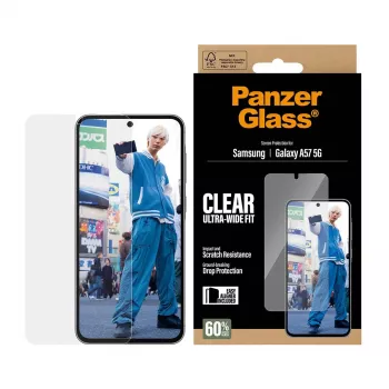 Ekraanikaitse PanzerGlass Ultra-Wide Fit Samsung Galaxy A57 5G-le — Läbipaistev, kriimustuskindel