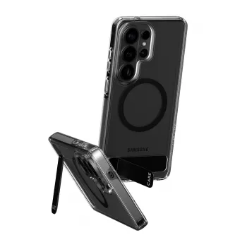 PanzerGlass CARE™ Urban Explorer-ümbris Samsung Galaxy S26 Ultra jaoks — Läbipaistev kate musta tugijala ja Qi toega