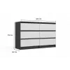 Top E Shop MALWA M6 kummut 120 cm, 6 sahtlit, antratsiitraam, valged esipaneelid