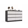 Top E Shop MALWA M6 kummut 120 cm, 6 sahtlit, antratsiitraam, valged esipaneelid