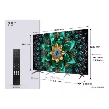 TCL Q6C 75Q6C TV 190.5 cm (75 tolli) 4K Ultra HD nutiteler Wi-Fi Metallik