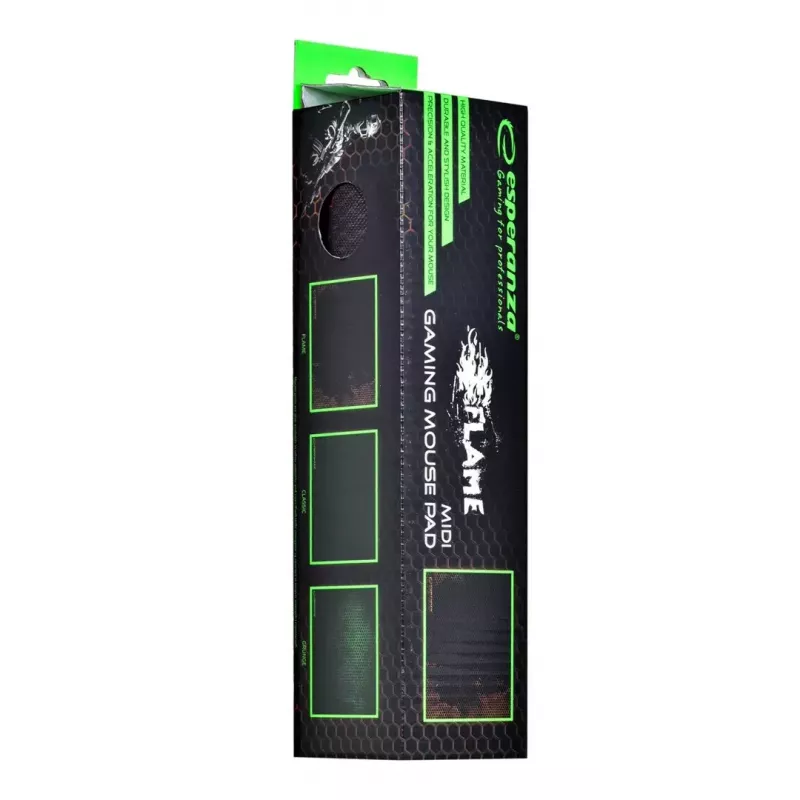 Hiirematt ESPERANZA EGP101R — mänguritele mõeldud polüester, suurus S 250×200×2 mm, libisemiskindel põhi, oranži mustriga pind