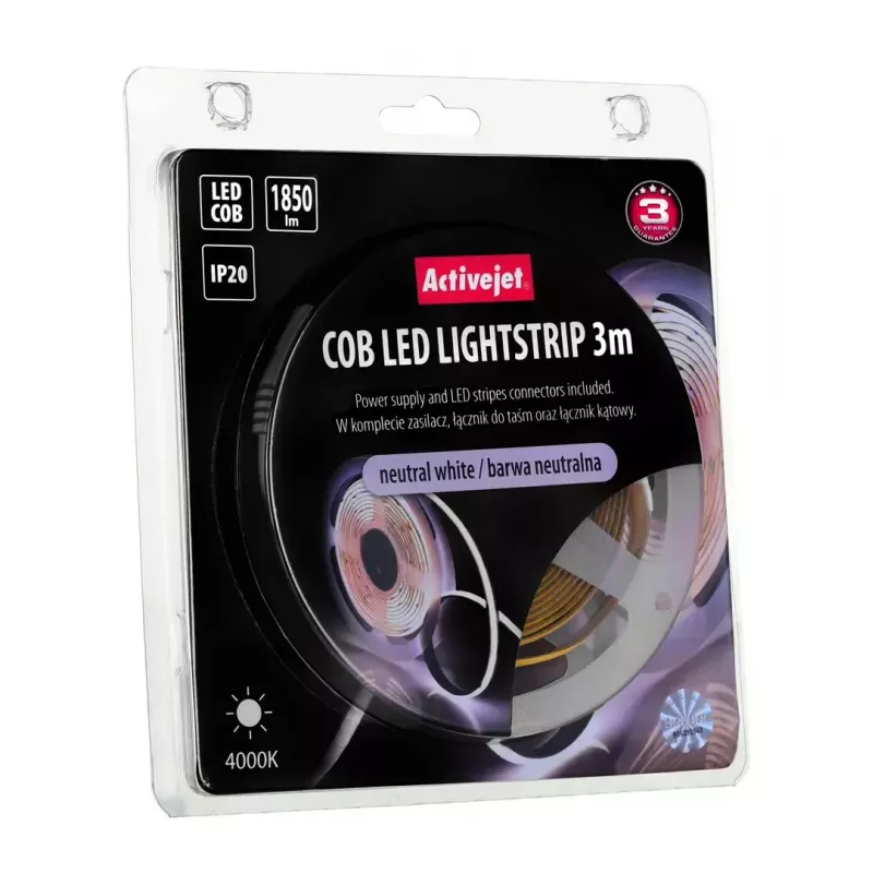 Universaalne ribavalgusti ActiveJet AJE-COB 3 m Neutraalvalge 1850 lm 19 W IP20