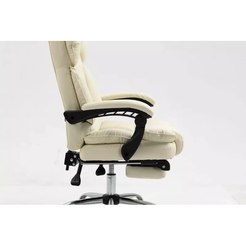 Pöörlev kontoritool ActiveJet YK7416 — ergonoomiline pöördtool, beež kunstnahk, metallraam, polsterdatud seljatugi, jalajälg