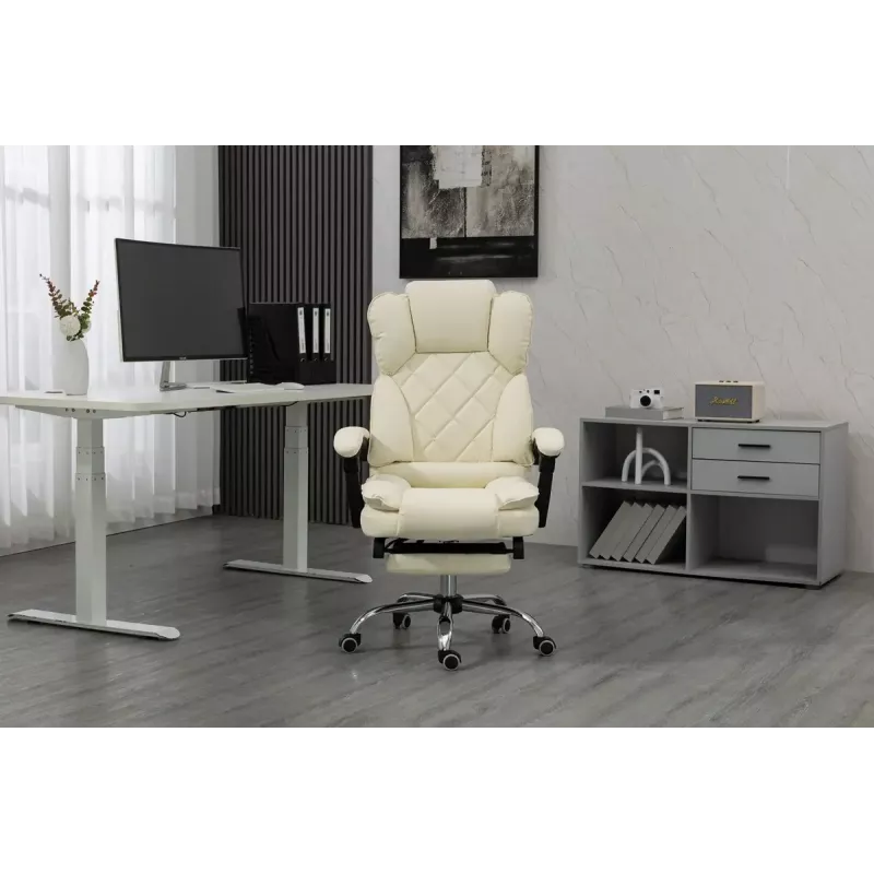 Pöörlev kontoritool ActiveJet YK7416 — ergonoomiline pöördtool, beež kunstnahk, metallraam, polsterdatud seljatugi, jalajälg