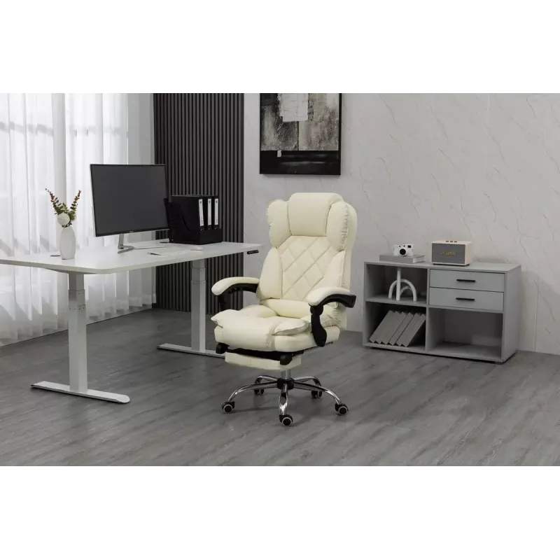 Pöörlev kontoritool ActiveJet YK7416 — ergonoomiline pöördtool, beež kunstnahk, metallraam, polsterdatud seljatugi, jalajälg