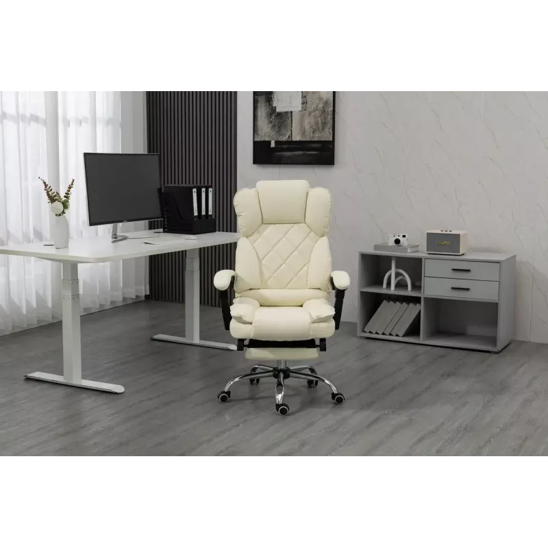 Pöörlev kontoritool ActiveJet YK7416 — ergonoomiline pöördtool, beež kunstnahk, metallraam, polsterdatud seljatugi, jalajälg