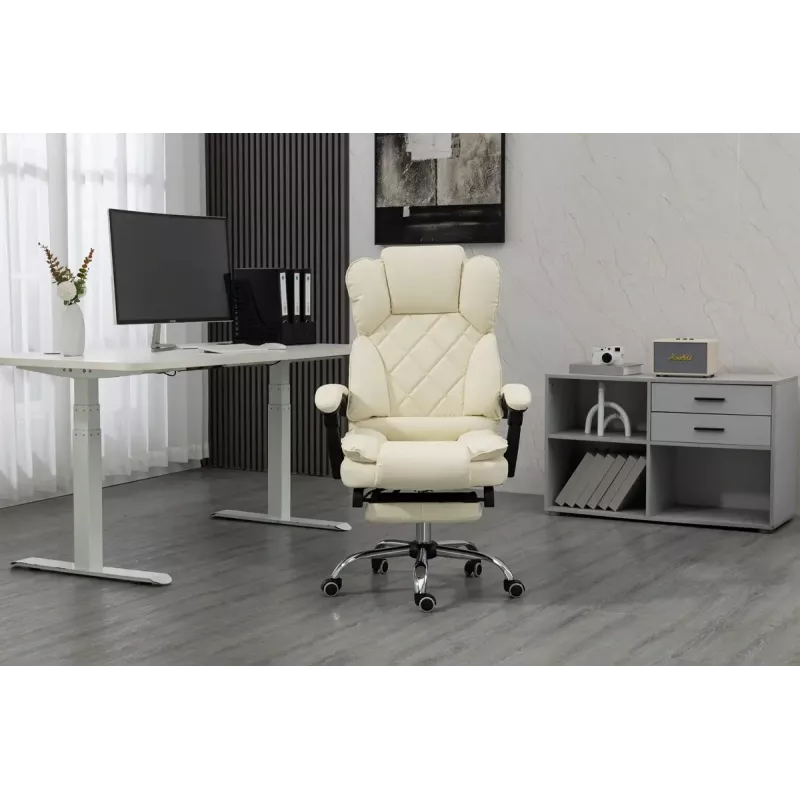 Pöörlev kontoritool ActiveJet YK7416 — ergonoomiline pöördtool, beež kunstnahk, metallraam, polsterdatud seljatugi, jalajälg