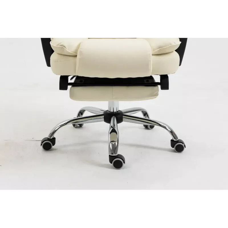 Pöörlev kontoritool ActiveJet YK7416 — ergonoomiline pöördtool, beež kunstnahk, metallraam, polsterdatud seljatugi, jalajälg
