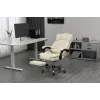 Pöörlev kontoritool ActiveJet YK7416 — ergonoomiline pöördtool, beež kunstnahk, metallraam, polsterdatud seljatugi, jalajälg