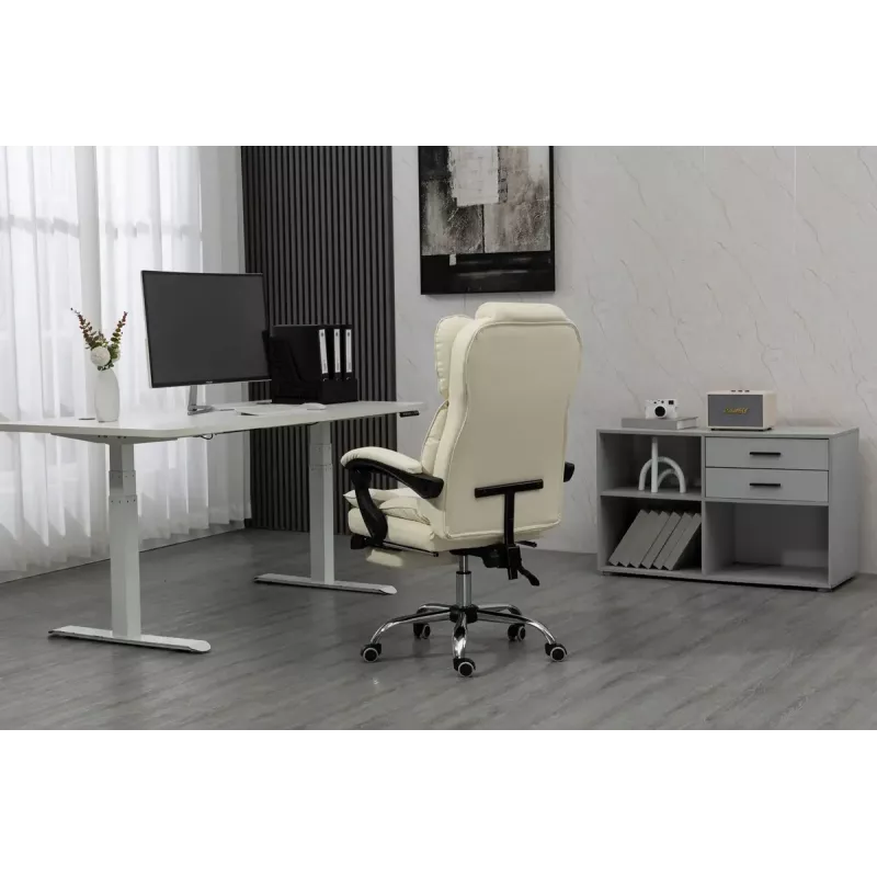 Pöörlev kontoritool ActiveJet YK7416 — ergonoomiline pöördtool, beež kunstnahk, metallraam, polsterdatud seljatugi, jalajälg