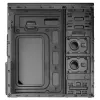 PC-korpus Akyga AK939BL Midi Tower — ATX/Micro-ATX tugi, 3×3,5 tolli + 3×2,5 tolli sahtlit, GPU kuni 385 mm, USB 2.0