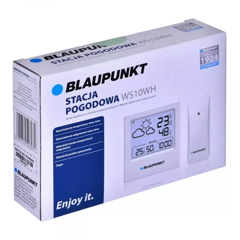 Ilmajaam BLAUPUNKT WS10WH — juhtmevaba sise- ja välistemperatuuri ning niiskuse monitor