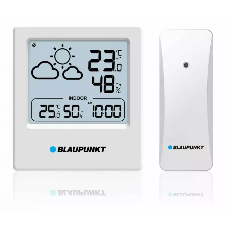 Ilmajaam BLAUPUNKT WS10WH — juhtmevaba sise- ja välistemperatuuri ning niiskuse monitor