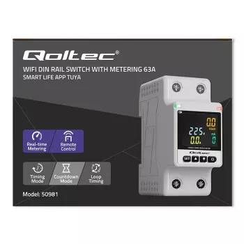 Ühefaasiline energiakulu mõõtur QOLTEC 50981 DIN35 230V 50Hz