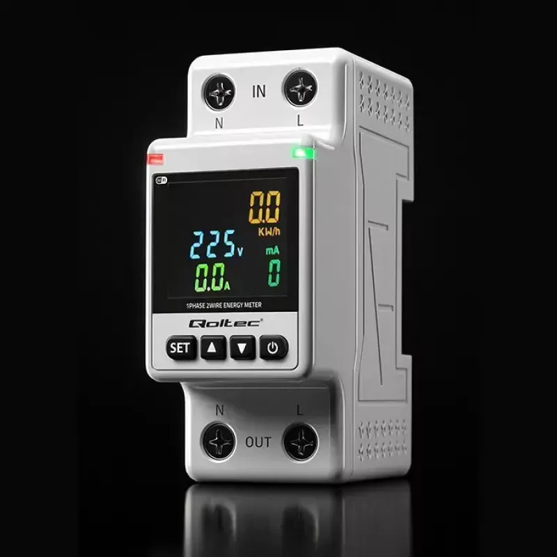Ühefaasiline energiakulu mõõtur QOLTEC 50981 DIN35 230V 50Hz