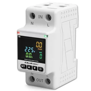 Ühefaasiline energiakulu mõõtur QOLTEC 50981 DIN35 230V 50Hz