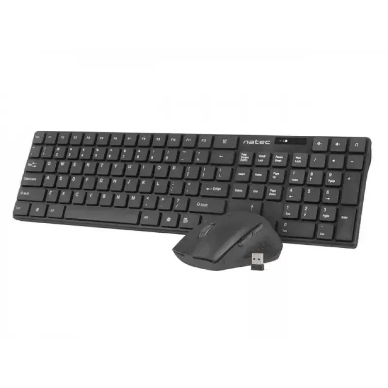 Juhtmevaba klaviatuuri ja hiire komplekt NATEC Stingray NZB-1440 — RF-juhtmevaba, täissuuruses 108-klahviga QWERTY, USA inglise keel, must