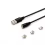 USB 2.0 kaabel SAVIO CL-155, USB A vahetatavale USB-C / Micro-USB B / Lightning, 2 m, must