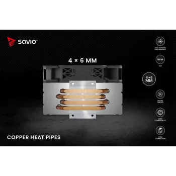CPU õhkjahuti SAVIO Vortex X2 Must – 120 mm ventilaator, kõrgus 157 mm, PWM, LGA 2066 ühilduv