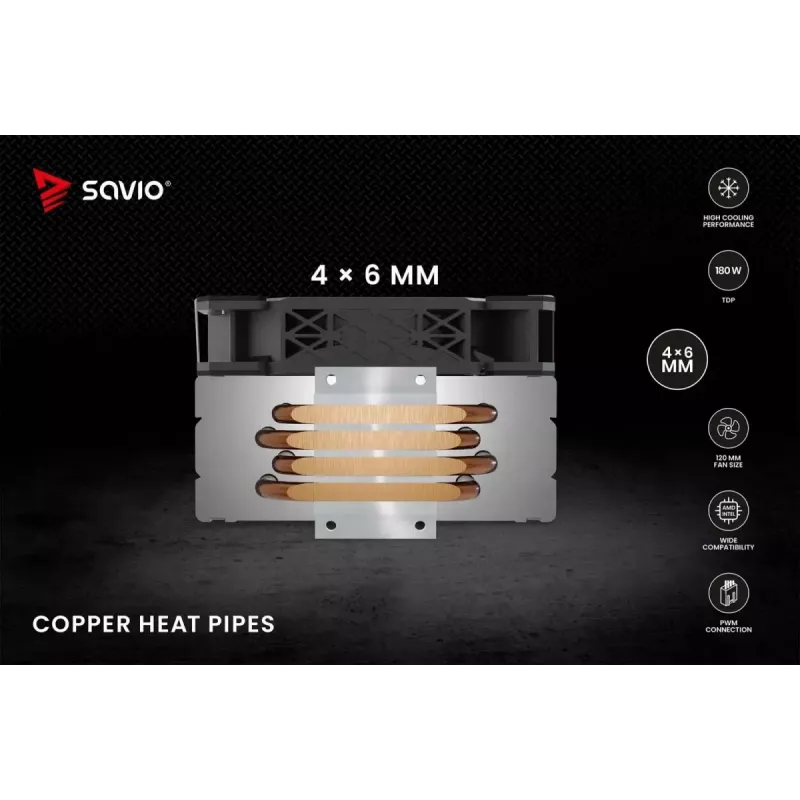 CPU õhkjahuti SAVIO Vortex X2 Must – 120 mm ventilaator, kõrgus 157 mm, PWM, LGA 2066 ühilduv