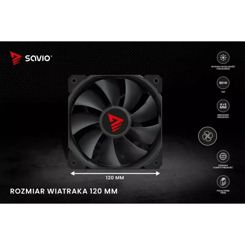 CPU õhkjahuti SAVIO Vortex X2 Must – 120 mm ventilaator, kõrgus 157 mm, PWM, LGA 2066 ühilduv