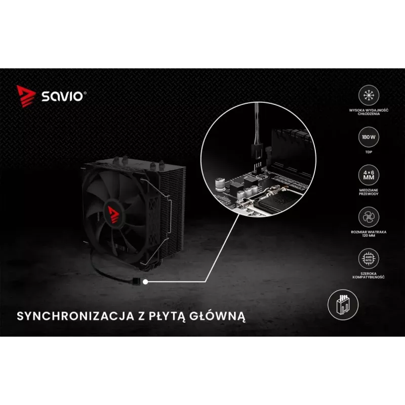 CPU õhkjahuti SAVIO Vortex X2 Must – 120 mm ventilaator, kõrgus 157 mm, PWM, LGA 2066 ühilduv