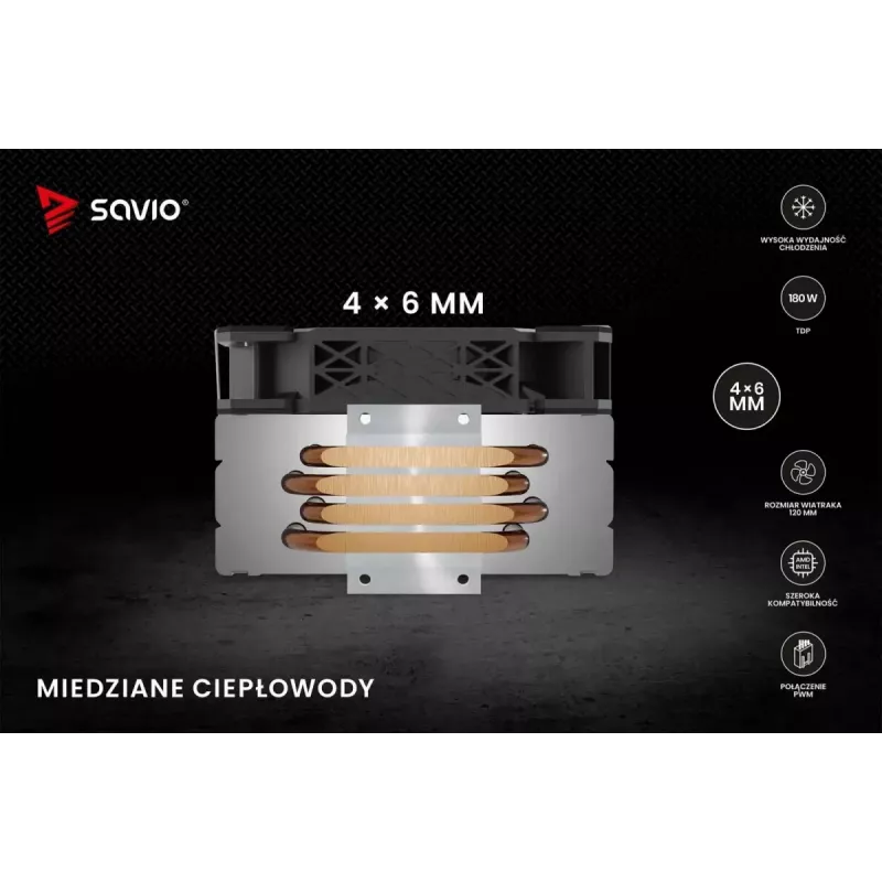 CPU õhkjahuti SAVIO Vortex X2 Must – 120 mm ventilaator, kõrgus 157 mm, PWM, LGA 2066 ühilduv