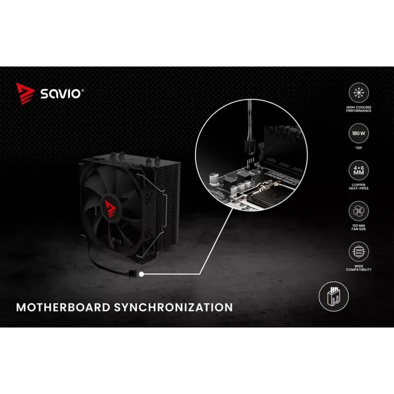 CPU õhkjahuti SAVIO Vortex X2 Must – 120 mm ventilaator, kõrgus 157 mm, PWM, LGA 2066 ühilduv