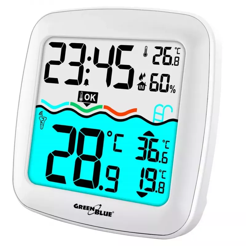 Juhtmeveta basseini temperatuuriandur GreenBlue GB216 IPX7 veekindel, mudel GB216