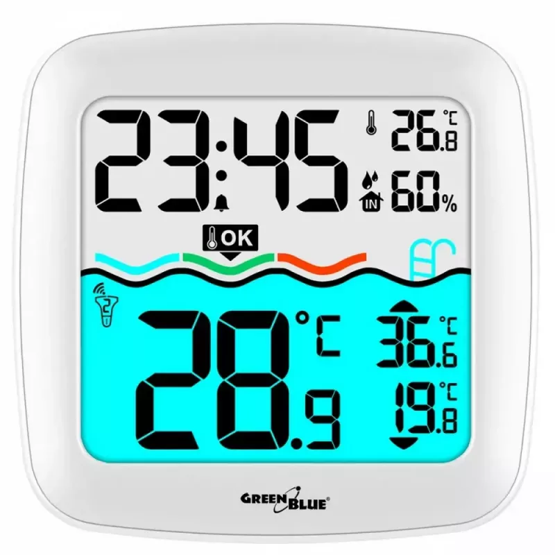Juhtmeveta basseini temperatuuriandur GreenBlue GB216 IPX7 veekindel, mudel GB216