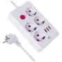 Pikendusjuhe MACLEAN MCE393 W — 4 pistikupesa + 3×USB, 110–240 V, 2,1 A USB, 2500 W, 3 m, valge
