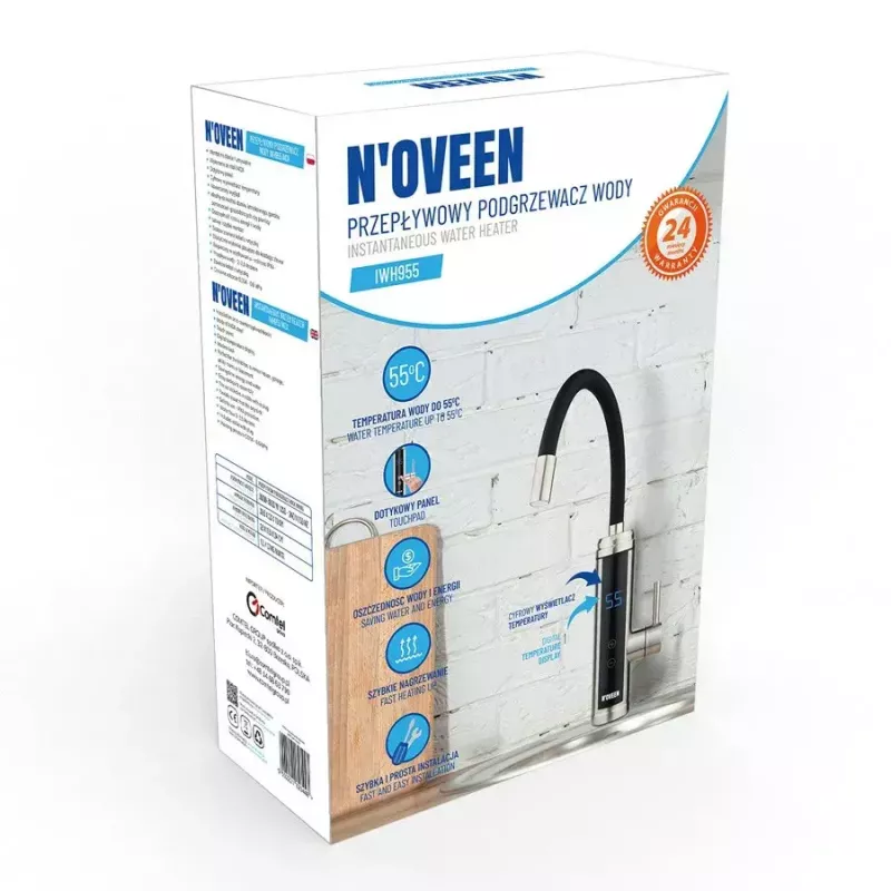 Läbivooluboiler NOVEEN IWH955 5,5 kW 220–240 V, kompaktne tööpinna paigaldusega, 2,5 L/min, IPX4