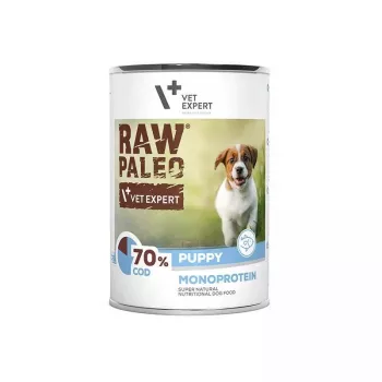 Märg kutsikatoit VETEXPERT RAW PALEO Puppy Monoprotein Cod 400 g, teraviljavaba, juunioridele, konserv